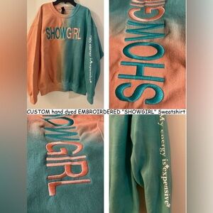Taylor Swift SHOWGIRL Embroirdered Hand dyed SWEATSHIRT Size L